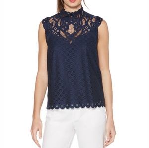 NWT Laundry Shelli Segal Lace Mock Neck Tank Sz S